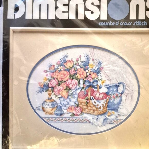 Dimensions Perfume And Roses Still Life Counted Cross Stitch Kit - Floral - Picture 1 of 5